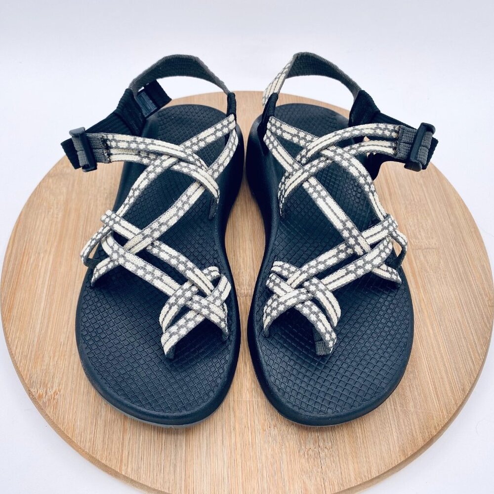Chaco Women's Black Sandals with White Patterned Straps - Picture 2 of 10
